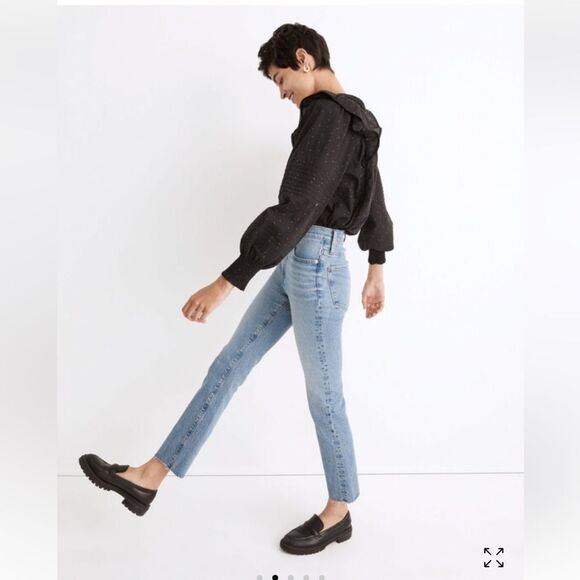 Madewell Petite Cali Demi-Boot Jeans in Enmore Wash: Raw-Hem Edition Size 26 P - Picture 2 of 16